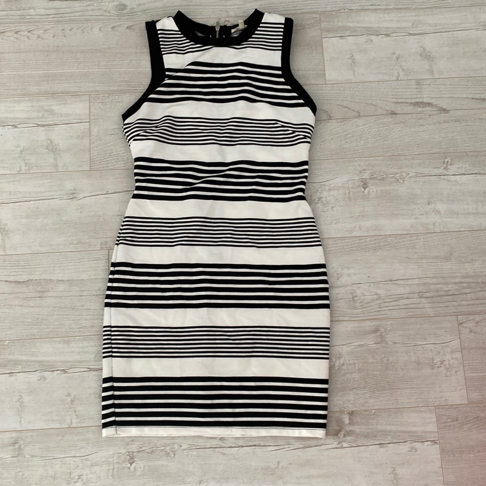 Black & White Stripe Fitted Dress